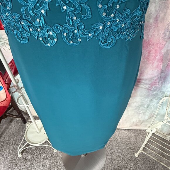 NEW πWedding Dress Teal Embroidered Beaded Mother Bride/ Groom - Evening Dress - Picture 5 of 16